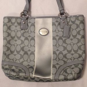 Coach Women's Shoulder Bag, Gray Signature Canvas
